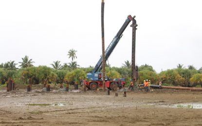Piles being driven for $1.2B water treatment plant at Sheet Anchor