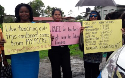 Hundreds of teachers take to the streets in New Amsterdam