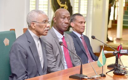Guyana, Trinidad sign Energy Agreement-Granger:There is no sell-out here– Rowley: We need to stop talking and start doing  – T&T may store oil; maintain and help develop related facilities