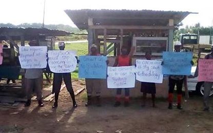 Blairmont workers protest payment through the bank