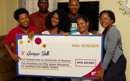 Bartica student gets GTT-sponsored Chemistry scholarship to UG