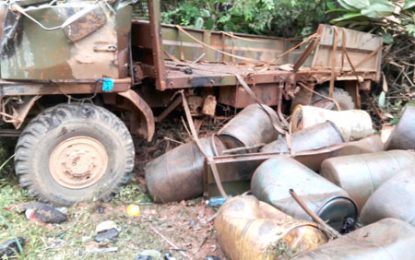 Three die after fuel truck topples on trail