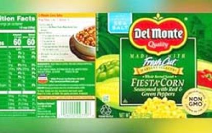 Food and Drug Dept. advised to initiate voluntary recall of Del Monte Fiesta Corn