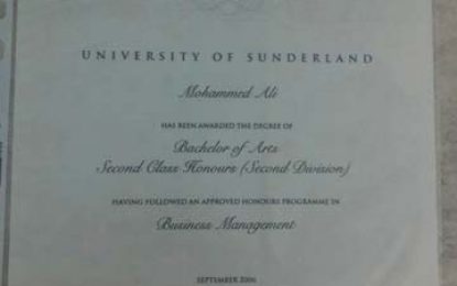 Irfaan Ali accused of  academic fraud