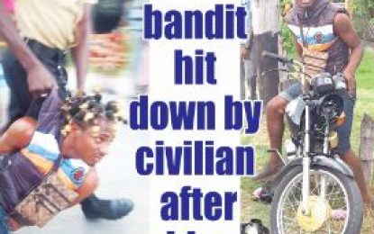 Bike bandit hit down by civilian after robbery