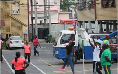 Brickdam Police treated to Circle Tennis demonstration