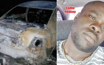 Missing witness in murder trial … Burnt body found in car trunk at Mahaicony