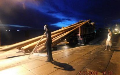 Logs falls from “sand truck” on Harbour Bridge