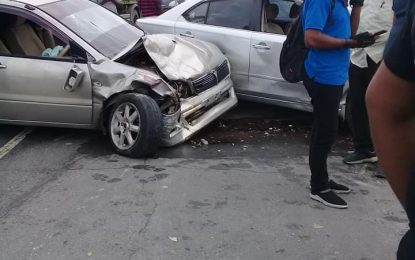 Five-car accident on West Bank Demerara