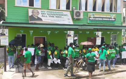 Coalition supporters stage “illegal” protest in Berbice