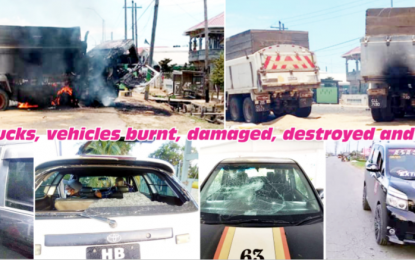 West Coast Berbice protests turn violent; drivers, passengers robbed, beaten and stripped