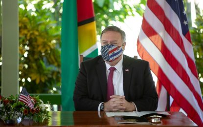 Pompeo says China’s money comes with strings but that US wants to grow Guyana