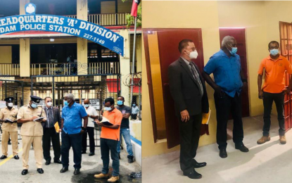 Minister Benn makes assessment visit to Brickdam Police Station