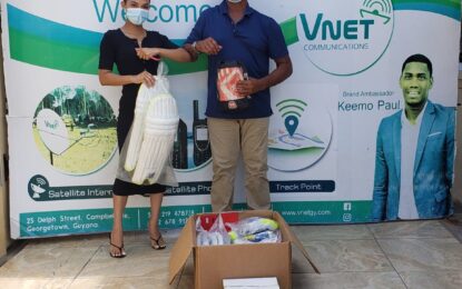 Basil Butcher Fund RHTY&SC and V-Net Communications assist young cricketers in Linden