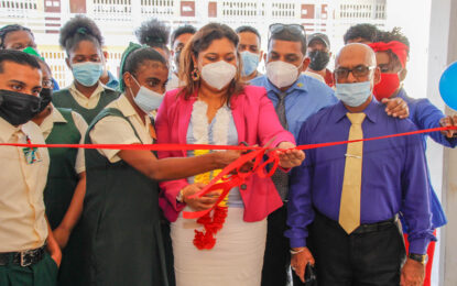 Manickchand commissions first Smart Classroom at the Leonora Secondary School