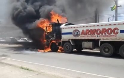 Truck catches afire at Houston