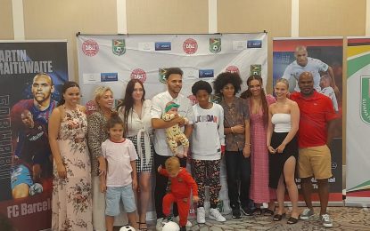 Barcelona’s Martin Braithwaite arrives in Guyana for GFF-DBU partnership