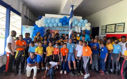 Guyana Skipper talks to youths at MSC Cricket Academy