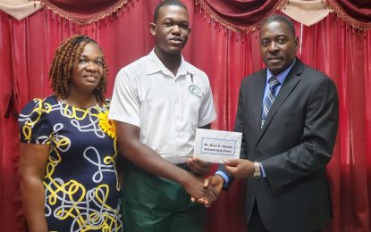 CSEC top performer gets monetary reward from former ARMS student, Dr. Kurt Clarke