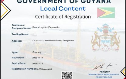 Govt. issues Ramps Logistics Local Content Certificate