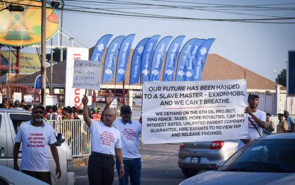 Guyanese protest for change of Exxon’s contract at CPL