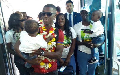 West Indies star Joseph, receives massive Hero’s welcome upon return home to Guyana 
