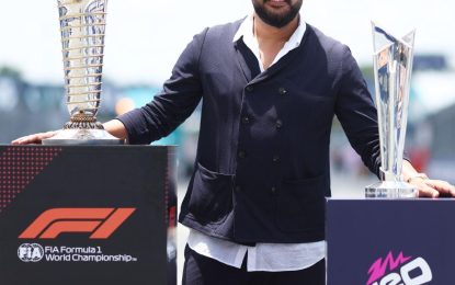 India legend Yuvraj Singh promotes the ICC Men’s T20 World Cup at Miami Grand Prix