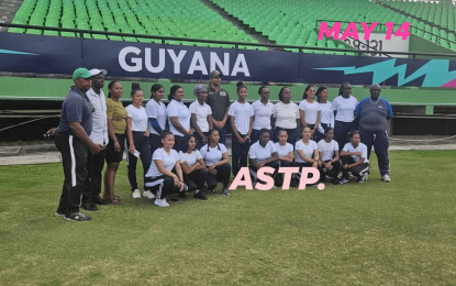 Female Windball Cricket team meet Minister Charles Ramson prior to departure for Barbados tourney