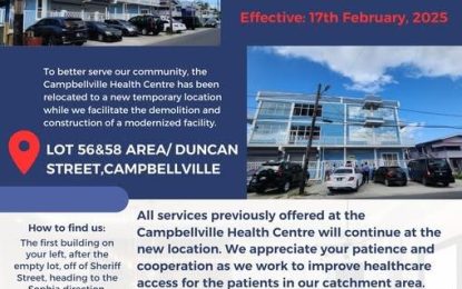 Campbellville Health Centre relocated to Duncan Street from Monday