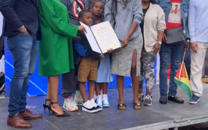 Adriana honoured in US at Guyana Independence event
