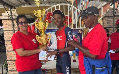 Alex Newton rides away with Rajkumar Churuman Memorial cycling road race in Berbice