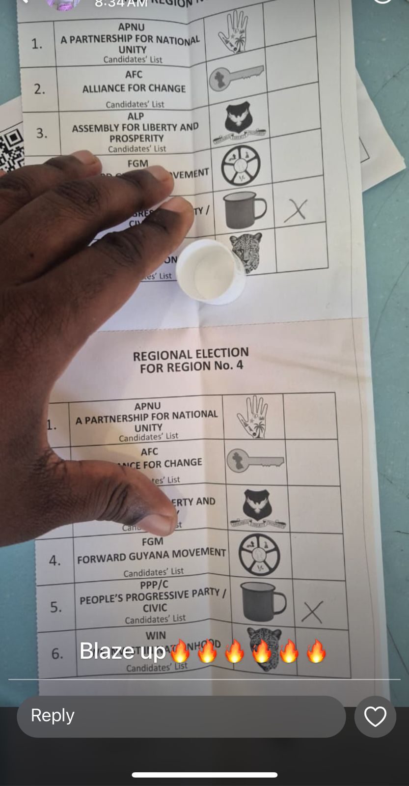 Photo of ballot shared on social media raises concerns about GECOM’s efforts to safeguard secrecy of the vote