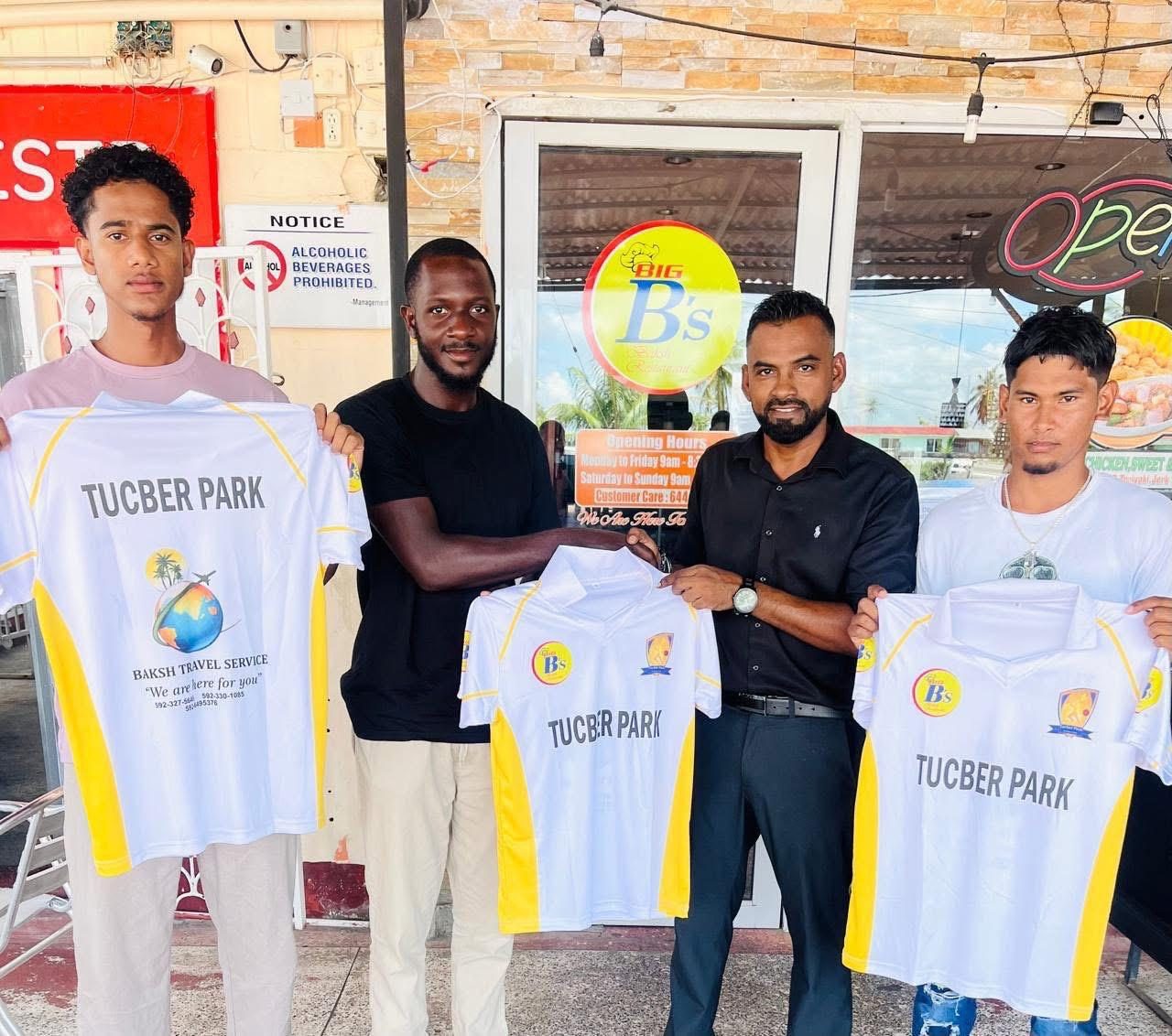 Businessman and cricket fan Shabeer Baksh of Big B Restaurant donates cricket uniforms to Tuber Park CC