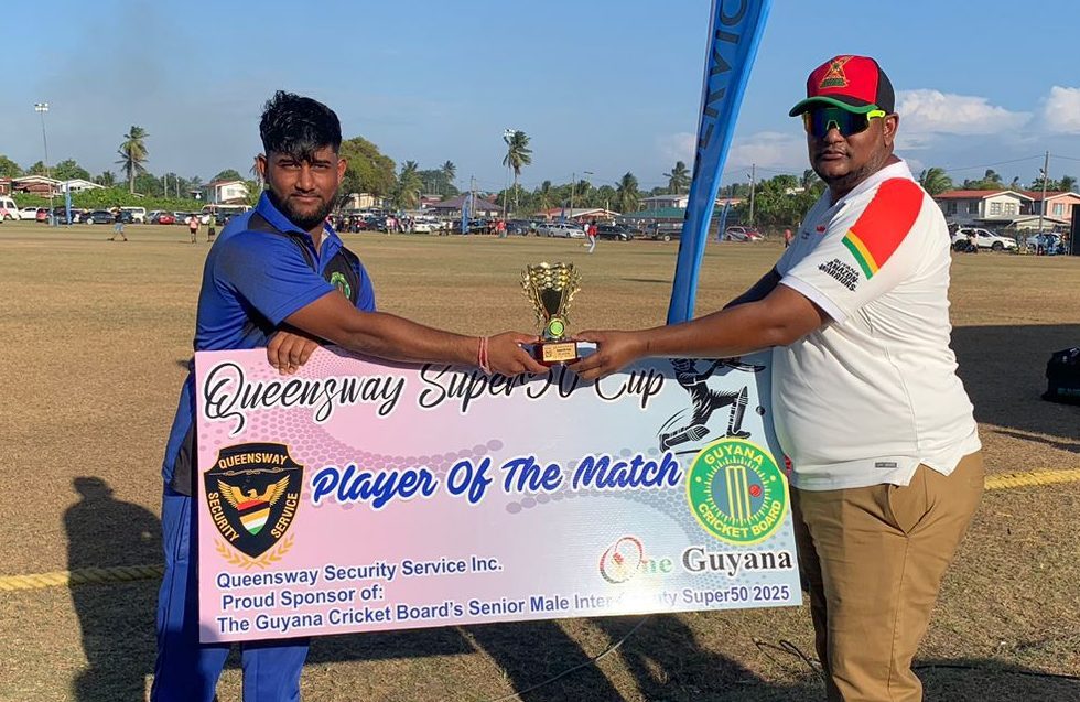 Dindyal, Looknauth push Demerara to nerve-racking 3-wicket win over Berbice