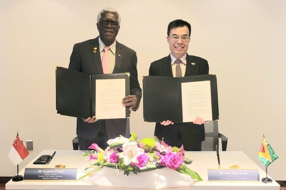 Guyana, Singapore sign MOU to improve cooperation in aviation