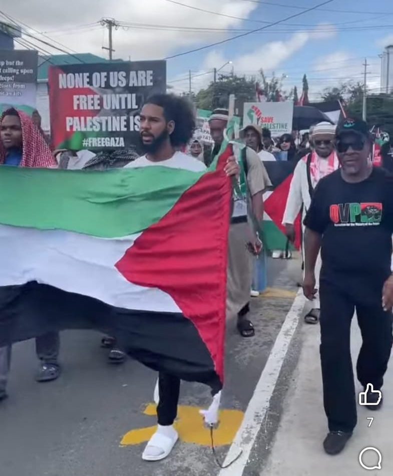 “Occupation no more”: Scores of Guyanese march through rain in solidarity with Gaza