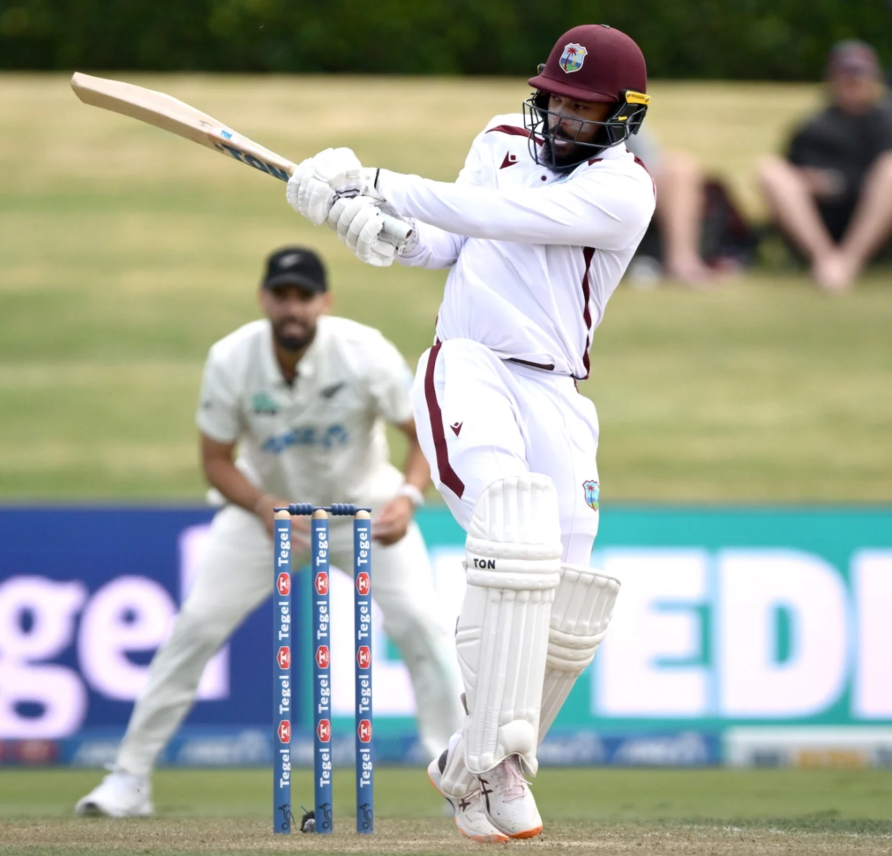 King and Campbell give West Indies century opening stand after New Zealand declare on 575