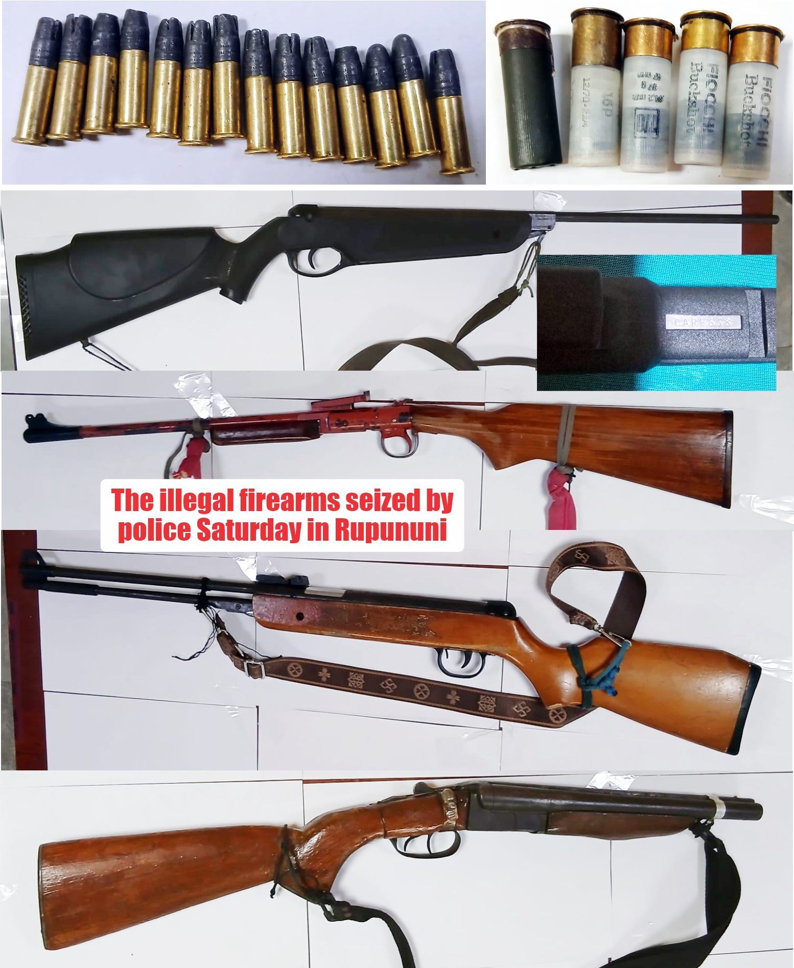Illegal firearms seized in South Rupununi; 3 in custody