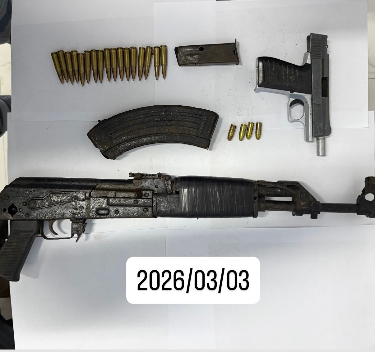AK-47, pistol and ammo. seized at Ulverston, Corentyne