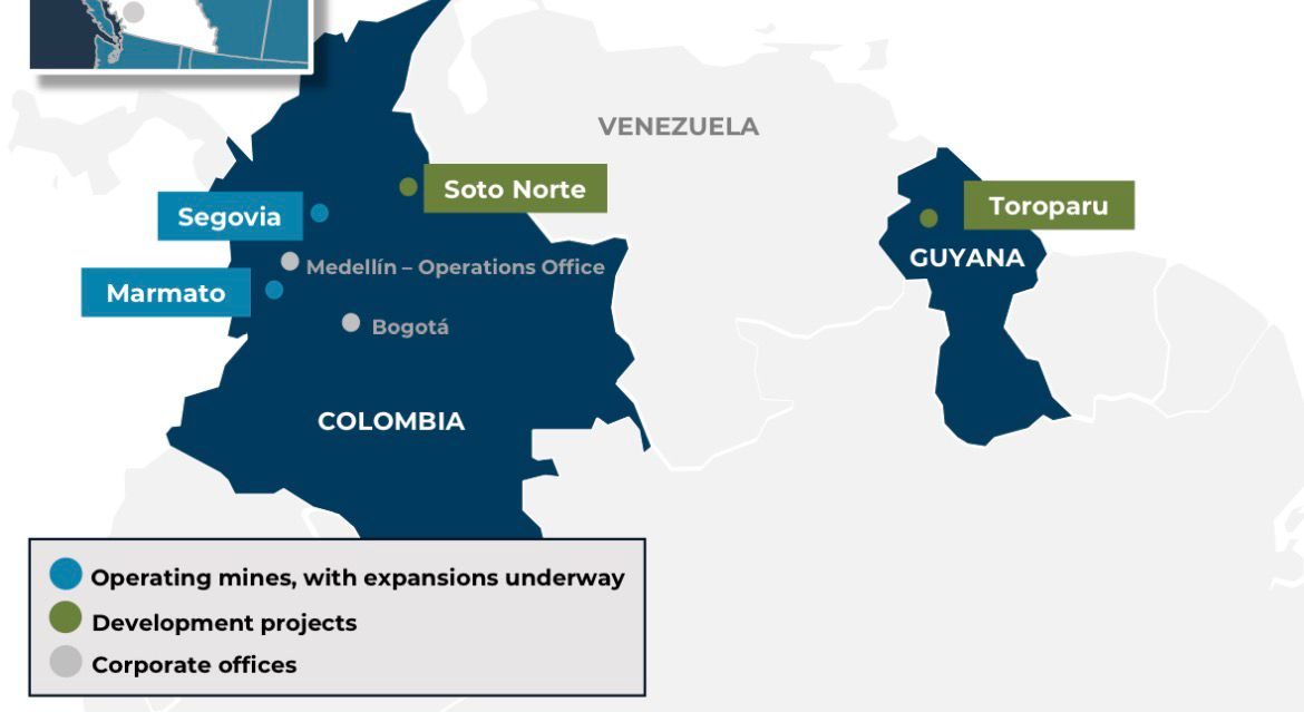 Guyana, Columbia gold projects to push Canadian firm into 1M ounces annual league