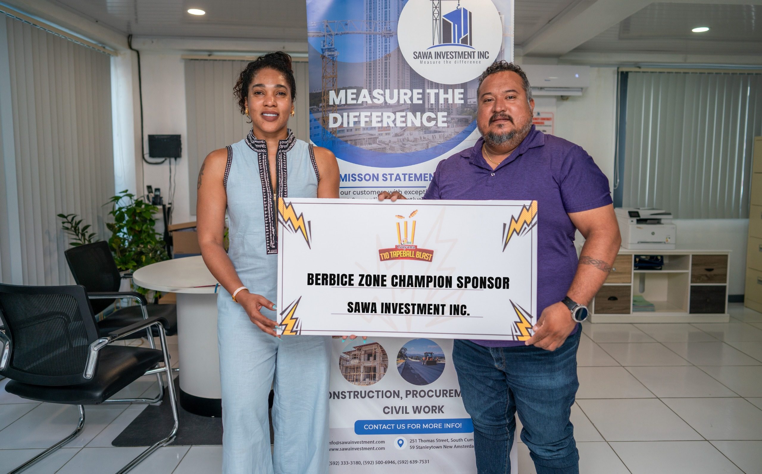 Sawa Investments joins One Guyana T10 Blast with Berbice Zone sponsorship