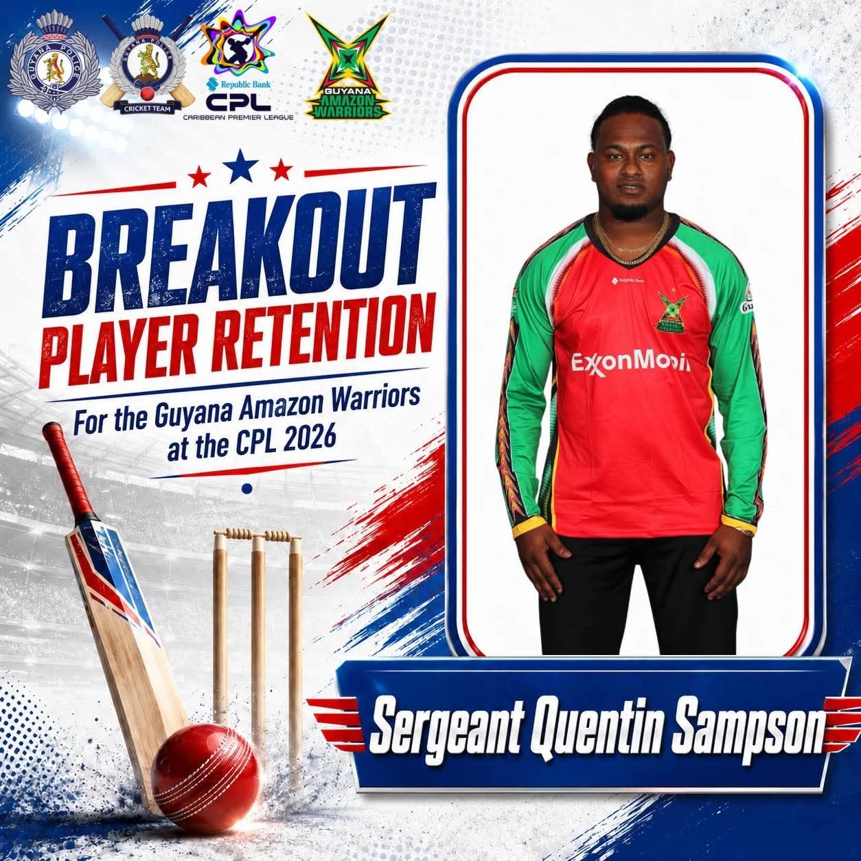 GPF congratulates Sergeant Sampson, as Amazon Warriors retain power-hitter ahead of 2026 season