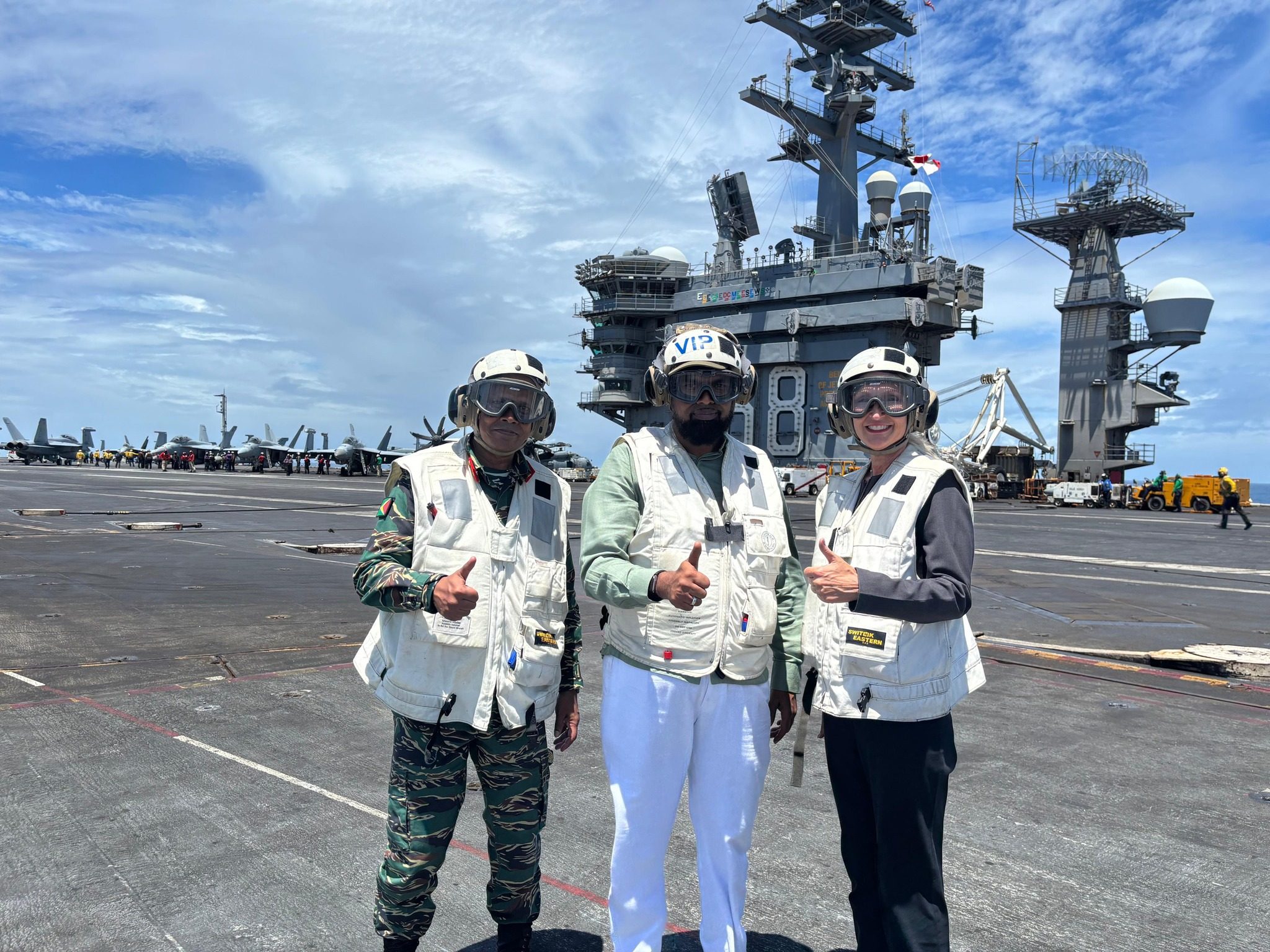 Pres. Ali leads high-level delegation aboard USS Nimitz