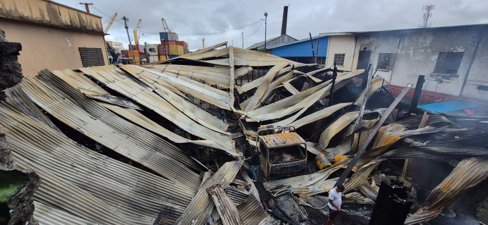 Fire razes Demerara Shipping workshop, Lombard Street business