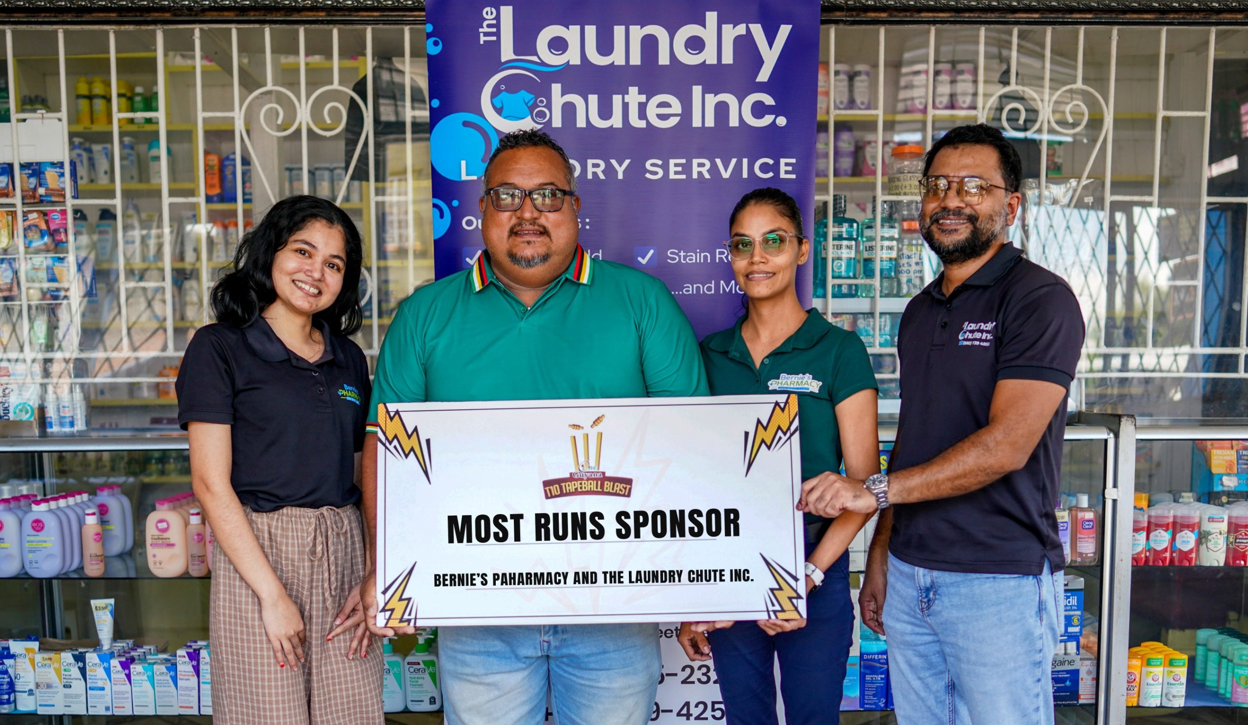 Bernie’s Pharmacy and The Laundry Chute partner with One Guyana T10 Tapeball
