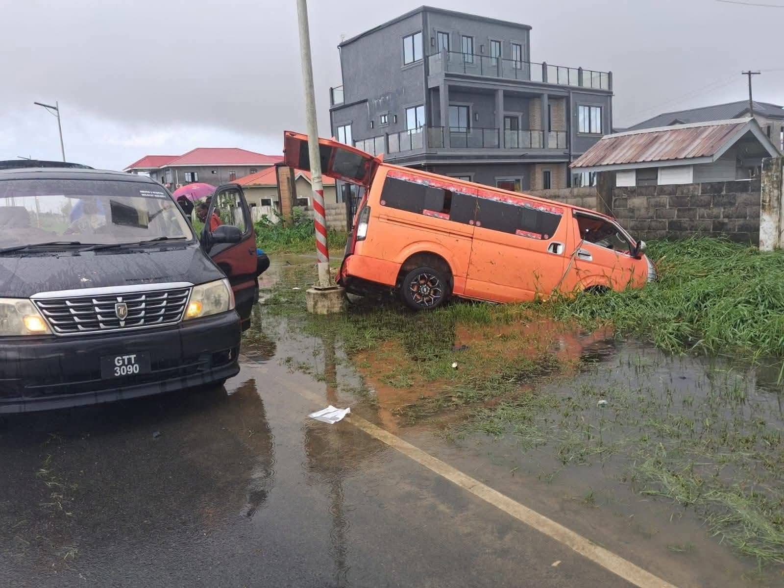 Teacher killed after minibus flips into trench