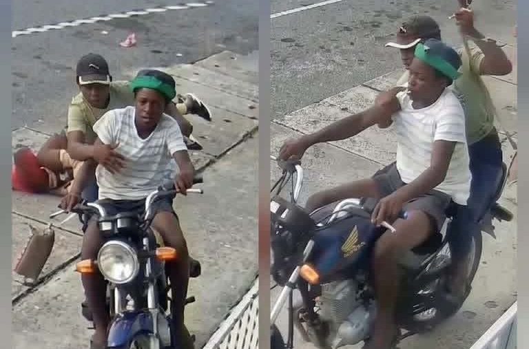 Purse snatching bike bandits captured on camera