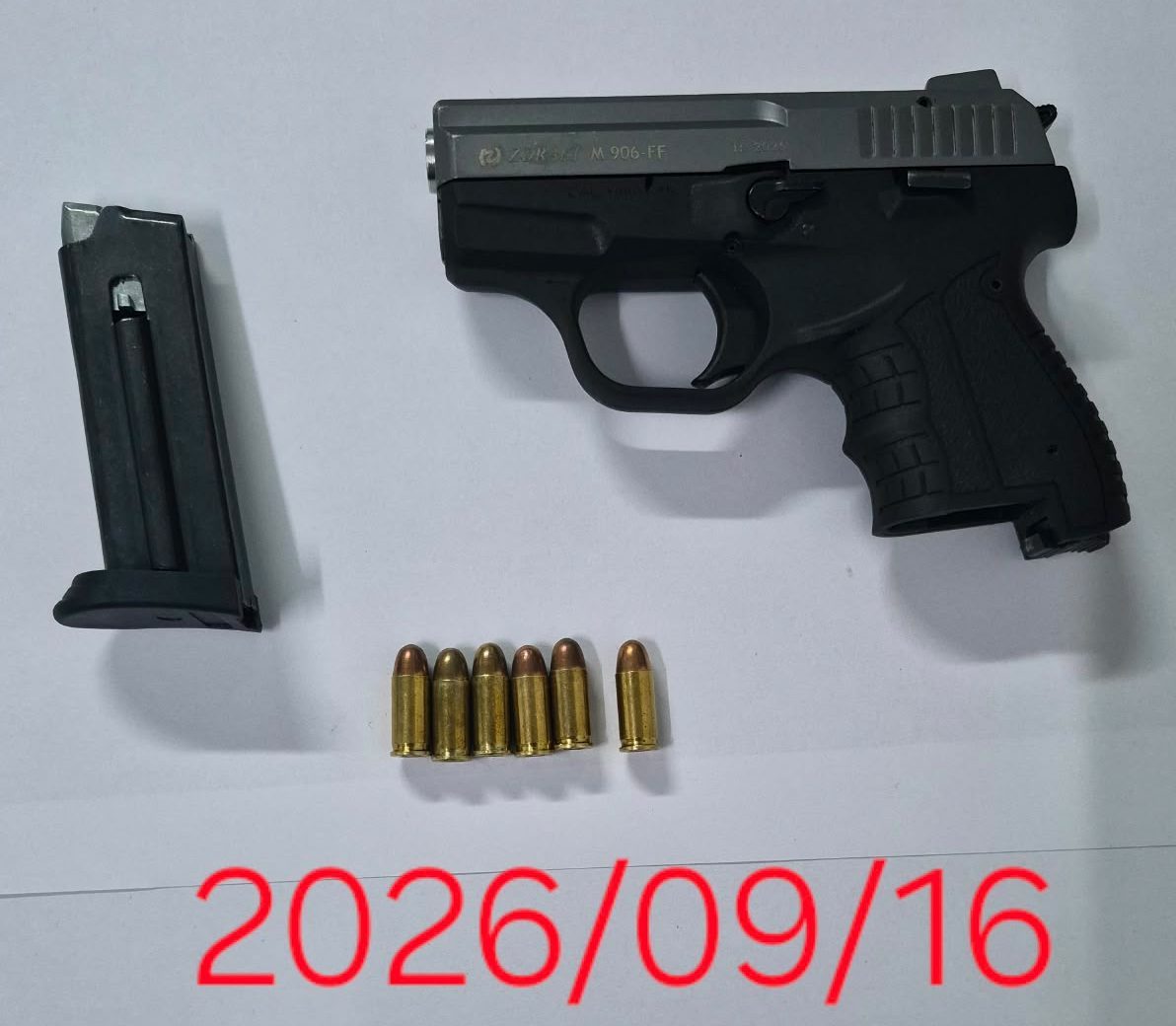 Pistol, six live rounds found at Tucville wash bay