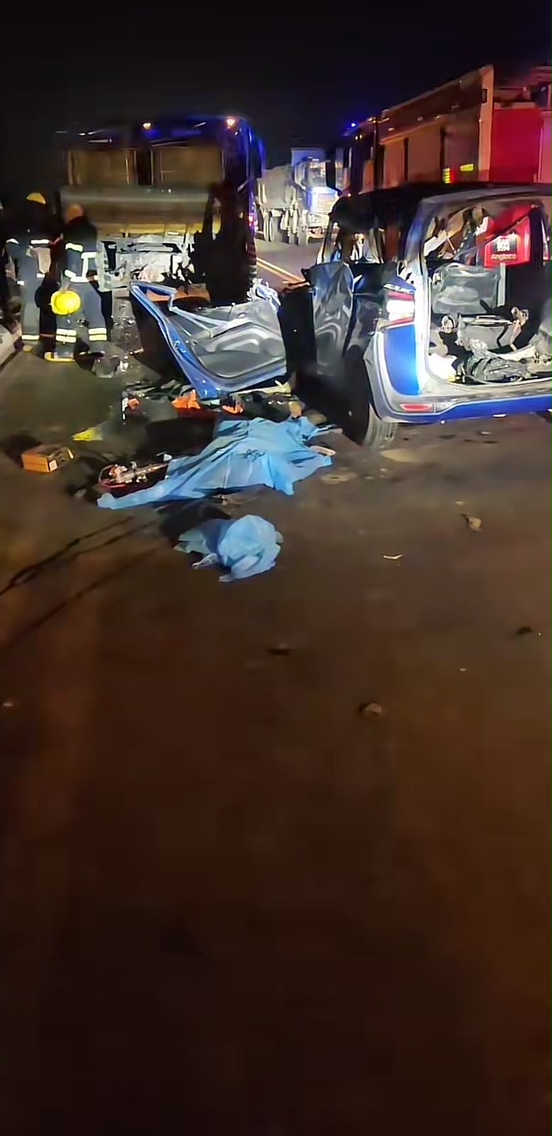 Four dead, three critical after car slams into fuel truck on Linden Highway